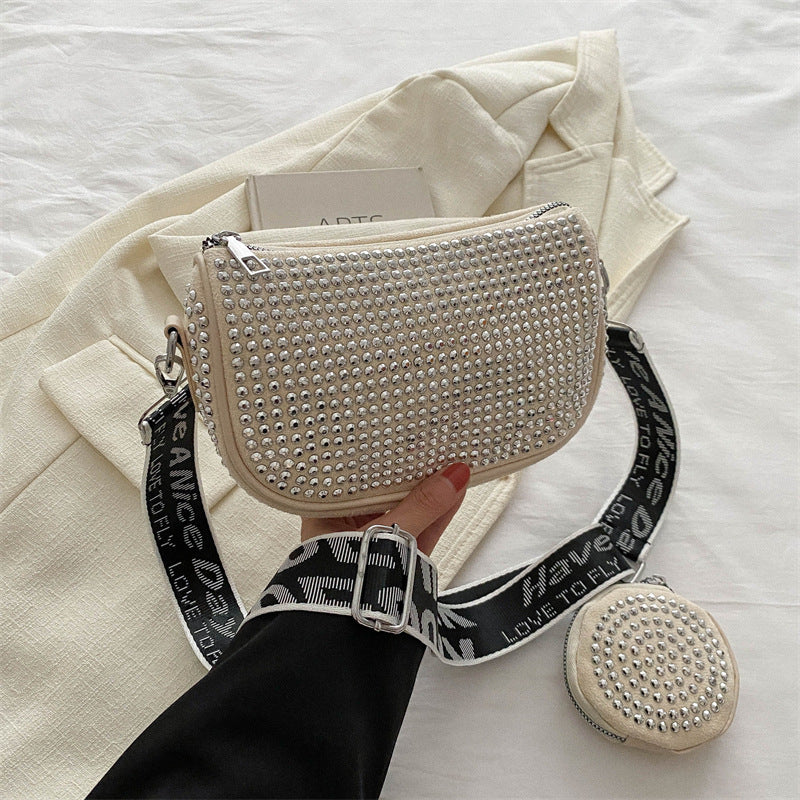 Sac à bandoulière en strass avec petit sac à main, sac à bandoulière sous les bras pour femmes, sacs de luxe de styliste