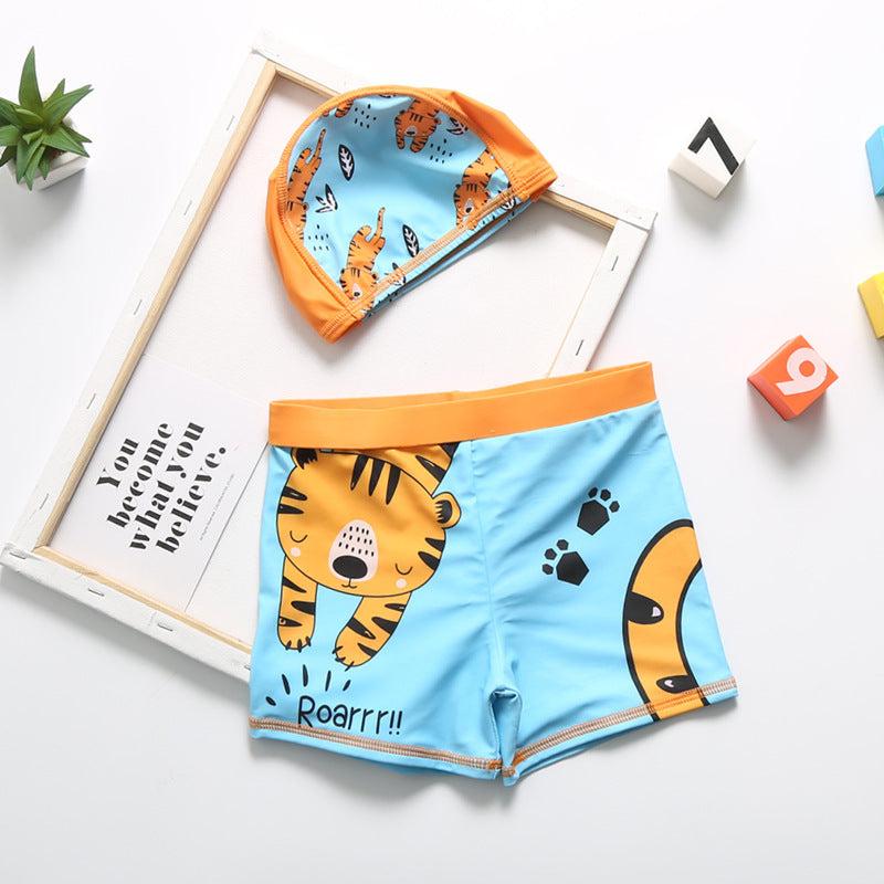 Conjunto de bañador de dinosaurio de dibujos animados.