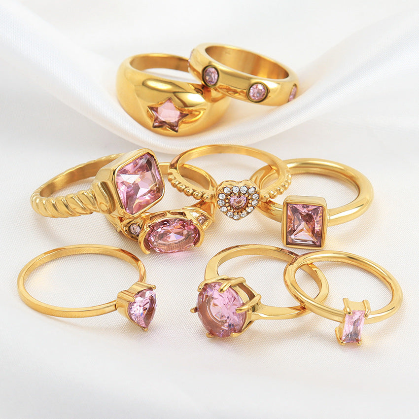 Fantasy Loving Heart Zircon Titanium Steel Ring