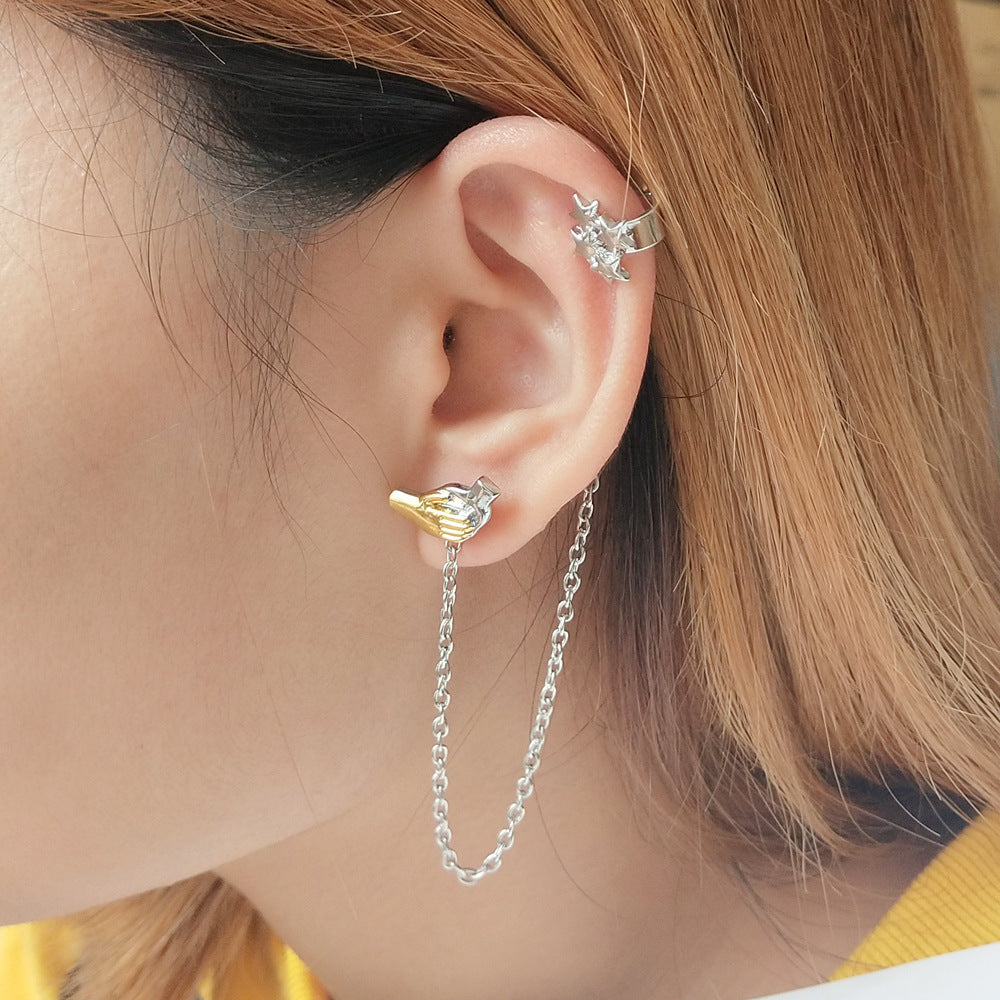 Fashion Personalized Women's High-end XINGX Double-hand Handshake Ear Studs