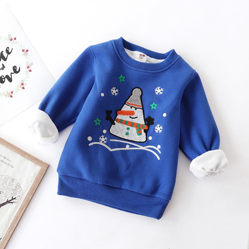 Bonhomme de neige de Noël et pull bébé rembourré en velours