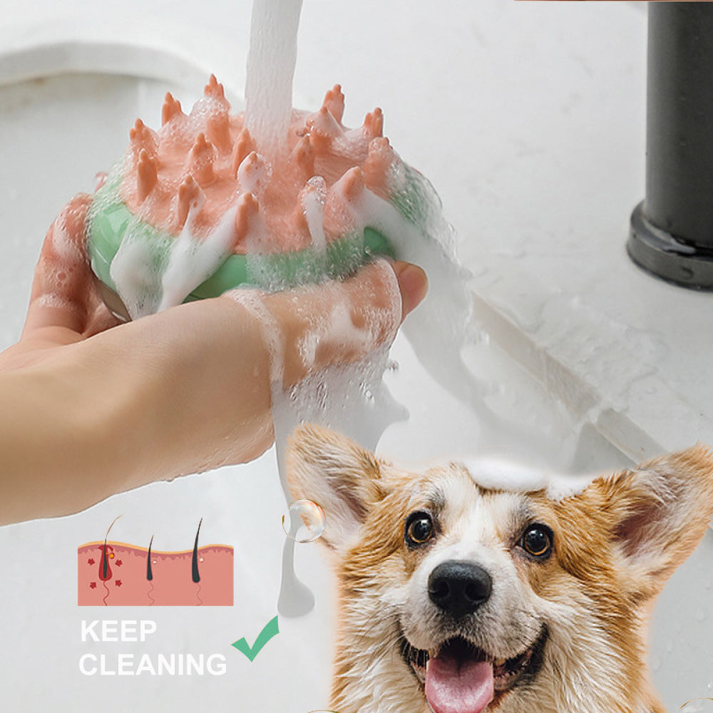 Nouveau 2 en 1 animal de compagnie chat chien nettoyage bain Massage shampooing distribution de savon brosse de toilettage fournitures pour animaux de compagnie