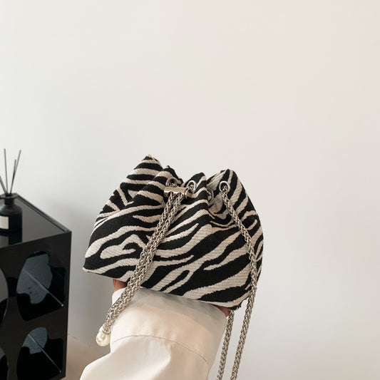 Summer Leopard Print Women's Fashion Woven Crossbody Chain Shoulder Bag