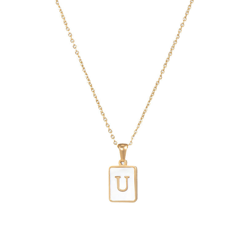 Women's Fashionable Stainless Steel Shell Letter Necklace