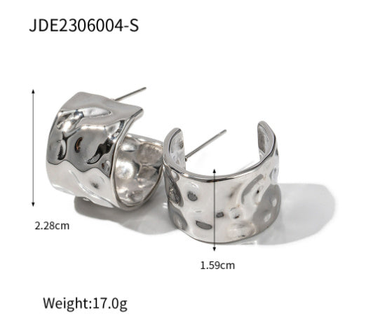 Boucles d'oreilles texturées carrées en acier inoxydable