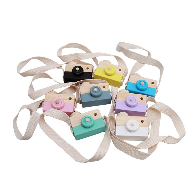 Appareil photo en bois mignon, jouets pour bébé et enfant, accessoire de photographie suspendu, décoration, activité éducative de plein air, cadeau heureux pour la journée des enfants
