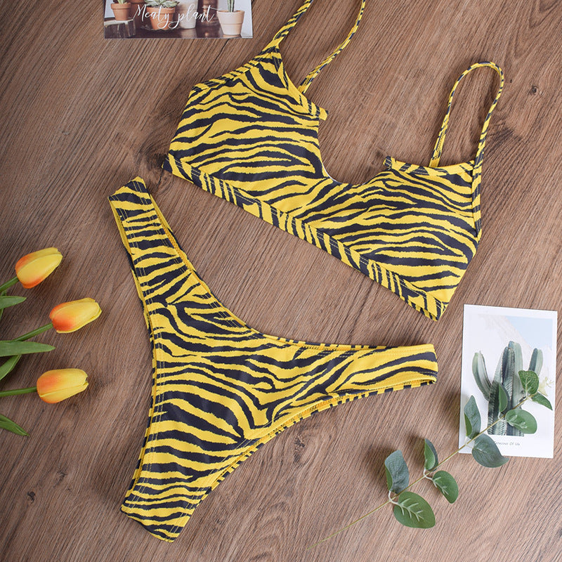 Maillot de bain femme imprimé tigre tube top