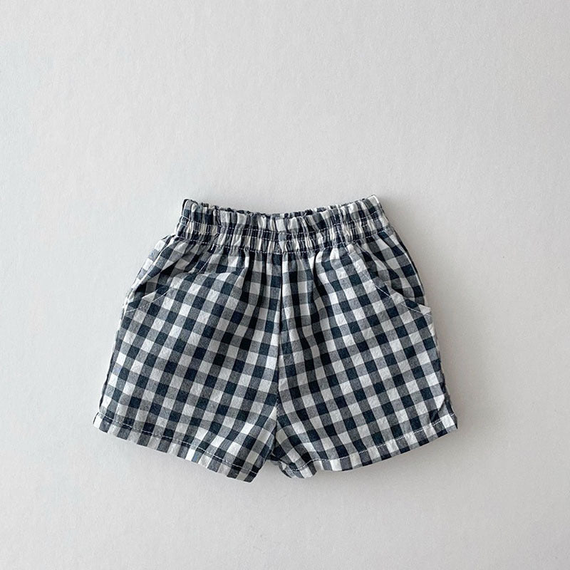 Ins Baby pantalones cortos sueltos finos de algodón y lino estilo infantil