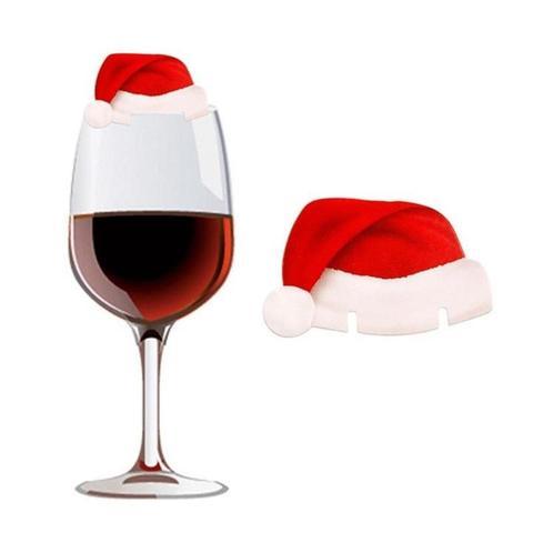 Chapeau de noël rouge en papier, 10 pièces, carte de coupe de vin, de Champagne, décor de Table de fête de noël, décorations DIY pour la maison 