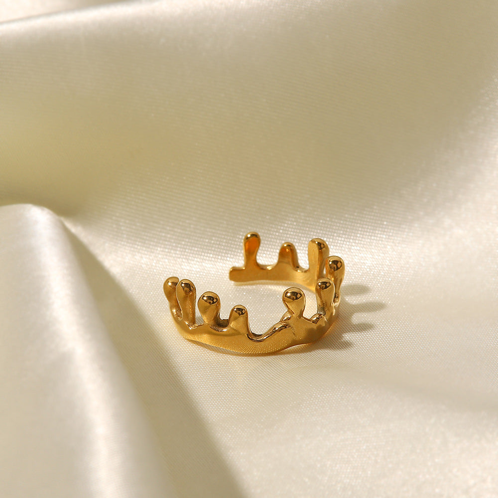 Stainless Steel Plated 18K Gold Crowns  Ring Geometric Irregular