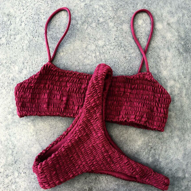 Maillot de bain sexy bikini triangle plissé