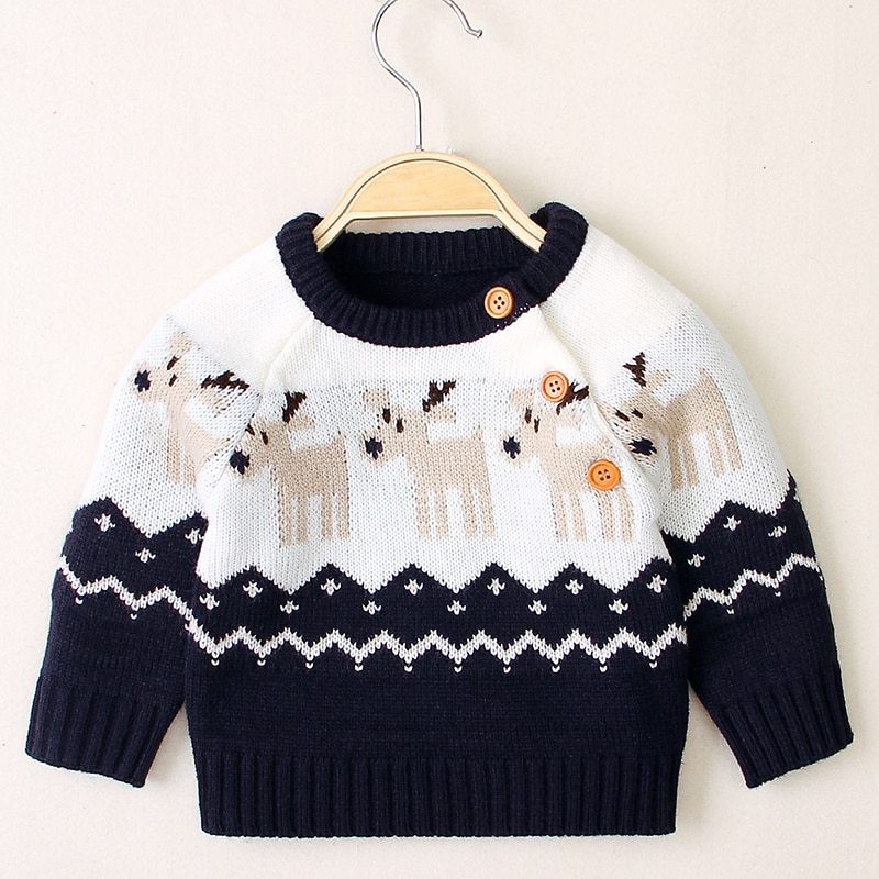 Pull d'élan de noël tricoté pour garçons et filles 
