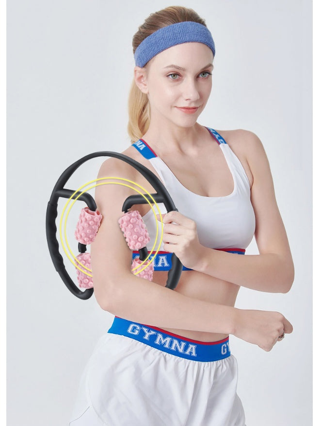 Masseur musculaire multifonctionnel, rouleau de Relaxation, anneau de serrage, Yoga, façonnage du corps, appareil de Fitness à 4 roues pour le sport