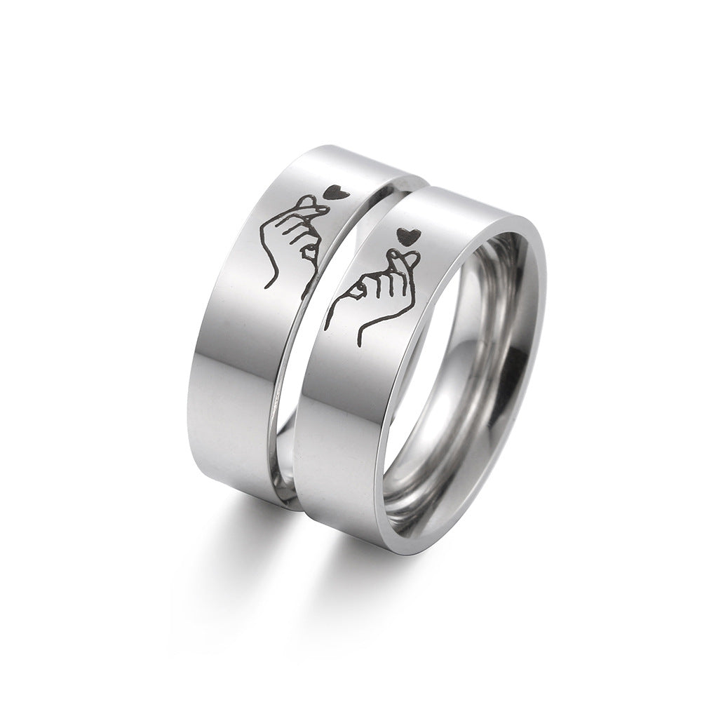 Bague en acier titane couple chaud