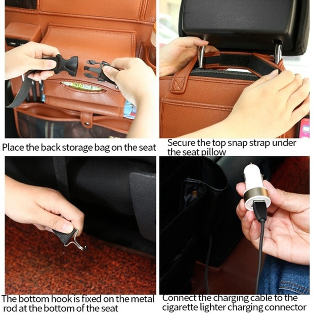 Sac de rangement de dossier de voiture, siège de rangement multifonctionnel