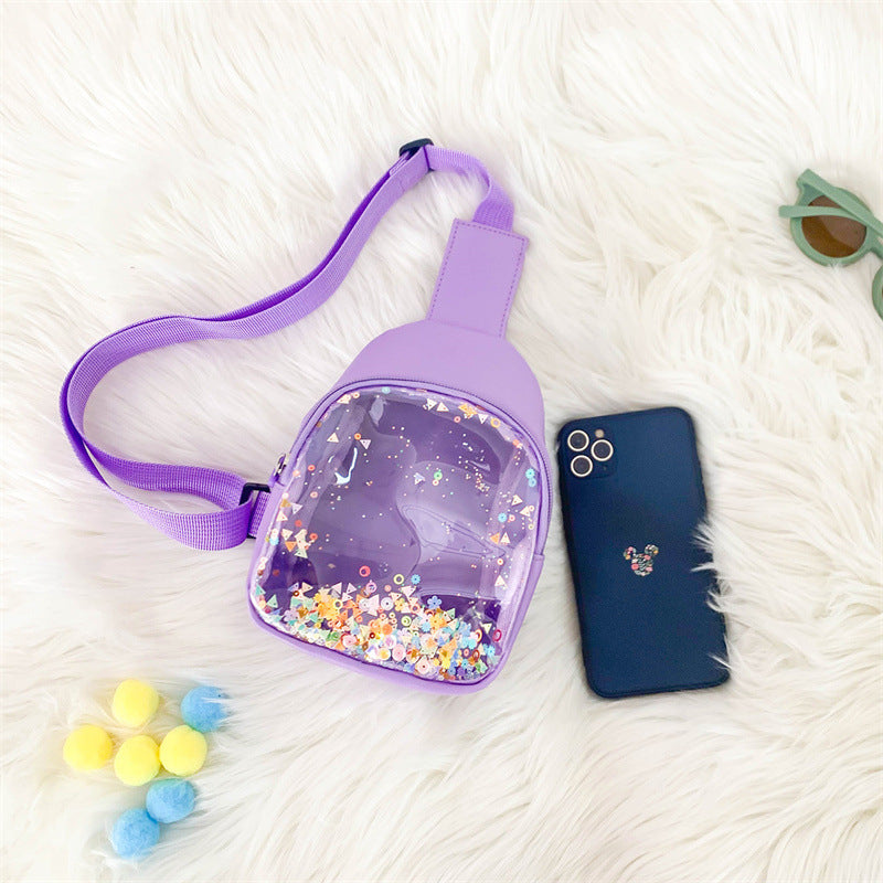 Sac de poitrine en cuir PU de couleur unie pour enfants, sac à bandoulière léger et Cool pour enfants, sables mouvants