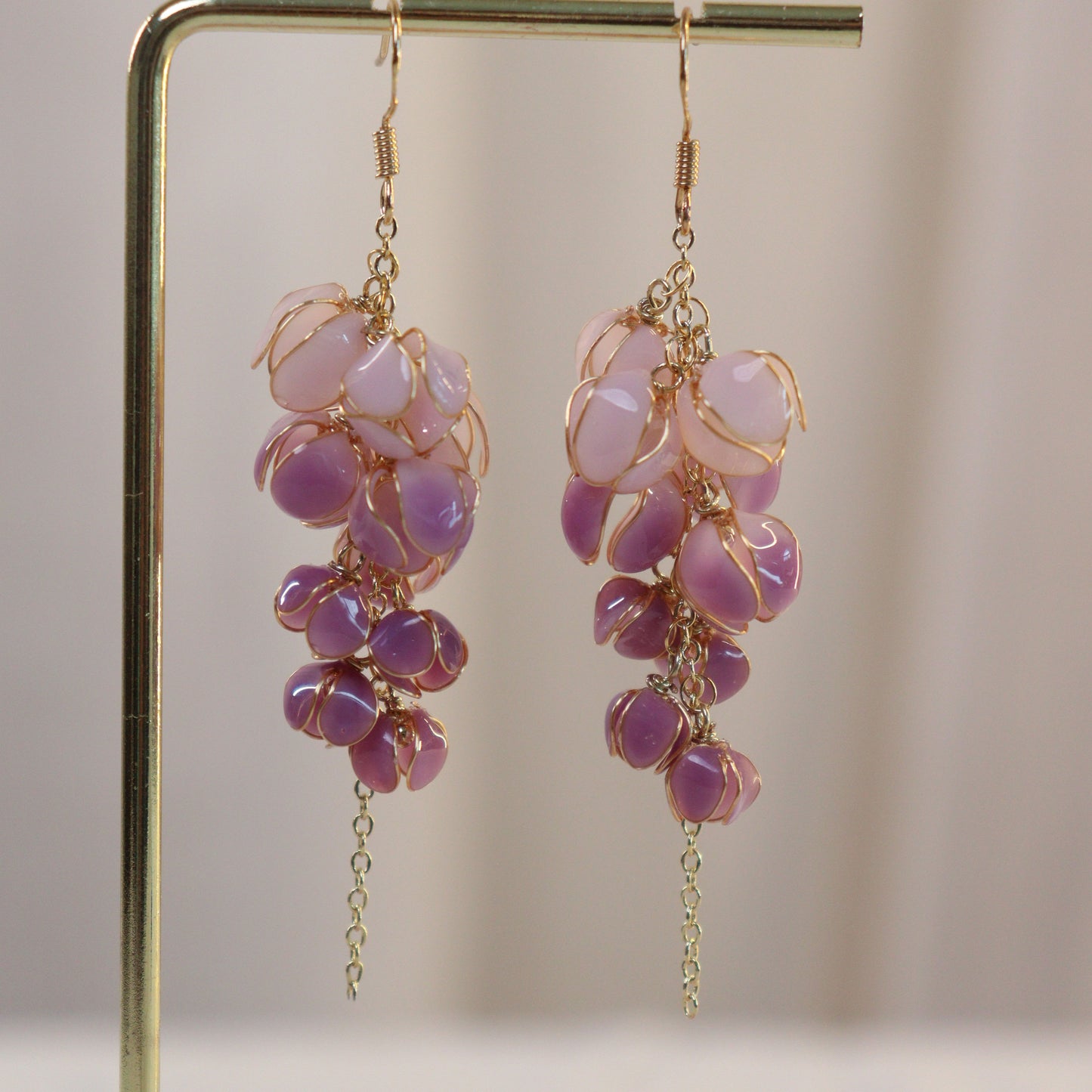 Boucles d'oreilles fleur de glycine tempérament original