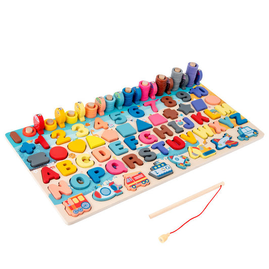 Jouets éducatifs Montessori en bois pour bébés, apprentissage précoce, forme, couleur, planche à bois assortie, Puzzle de pêche, nombres