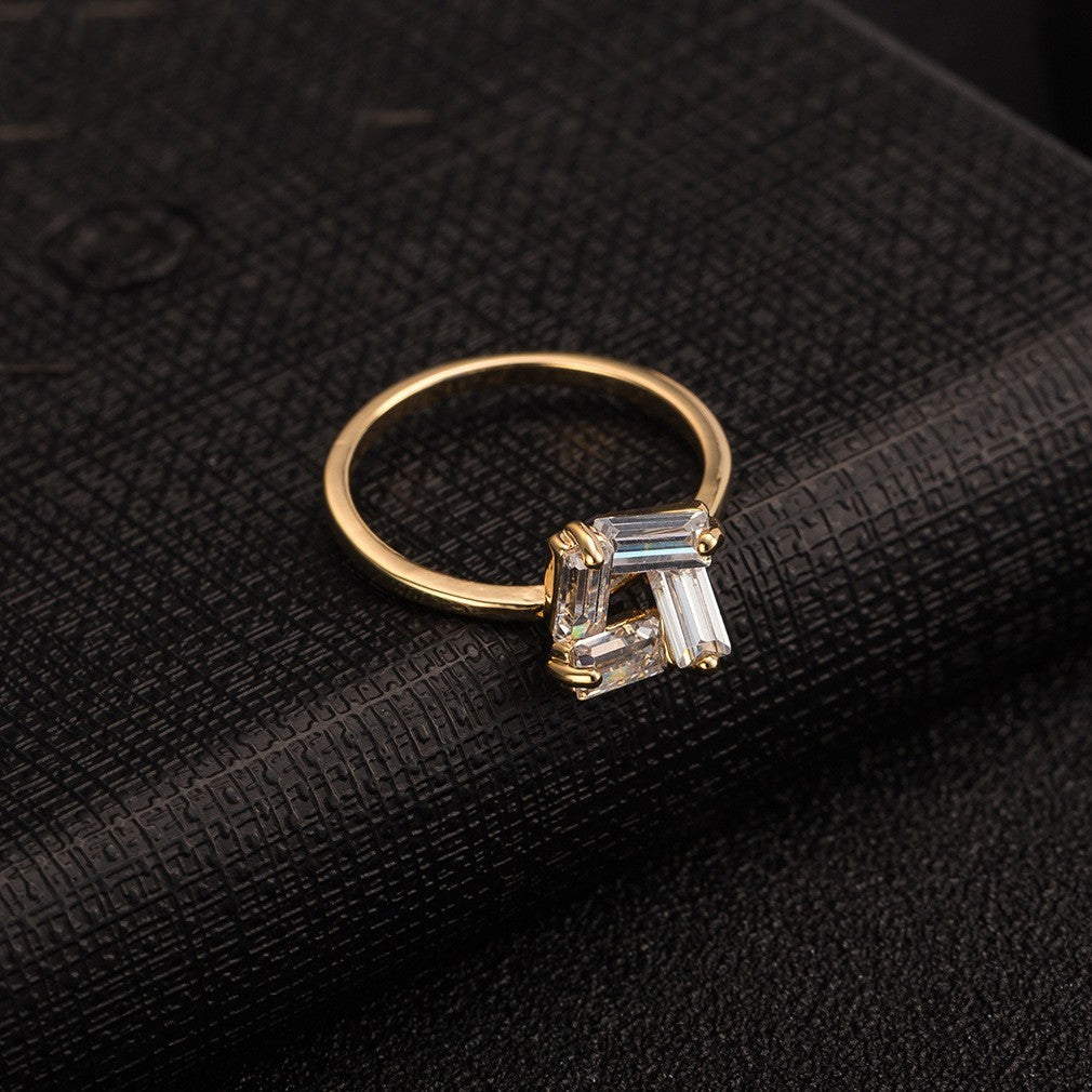 Real Gold Platinum Electroplated Zircon Ring