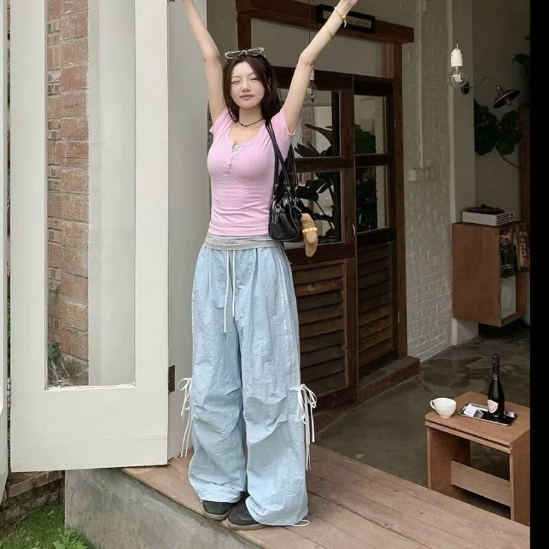 Fashion Casual Straight-leg Climbing Wide-leg Trousers