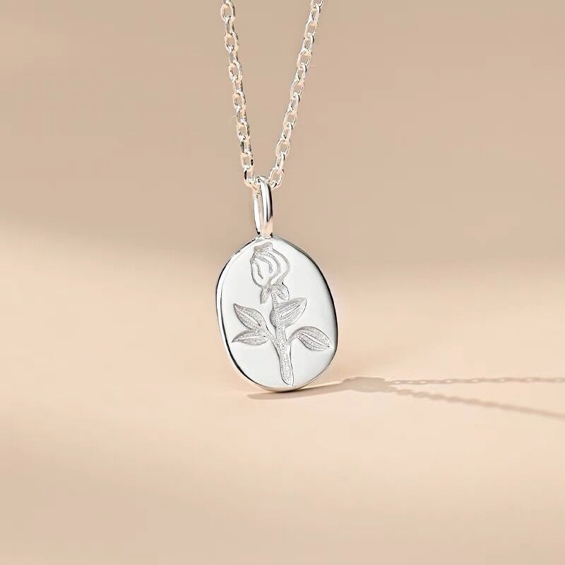 S925 Sterling Silver Embossed Little Prince Oval And Rose Flower O-shaped Chain