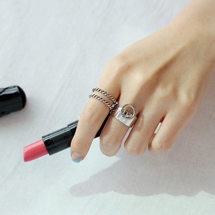 Anillo minimalista brillante con apertura de anillo de plata de ley S925