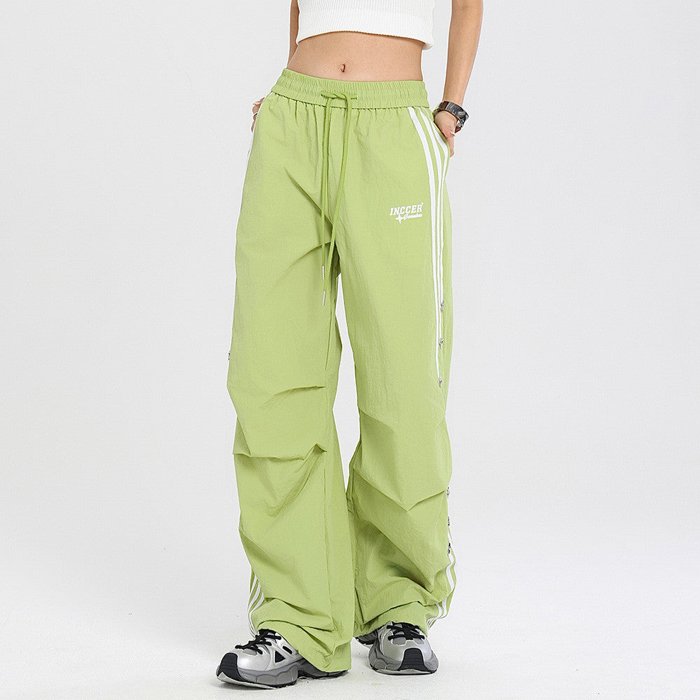 Side Stripe Stitching Wide Leg Casual Trousers