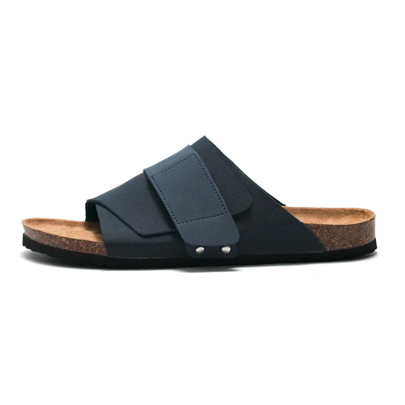 Couple Beach Wear Sandales en liège avec surface en cuir