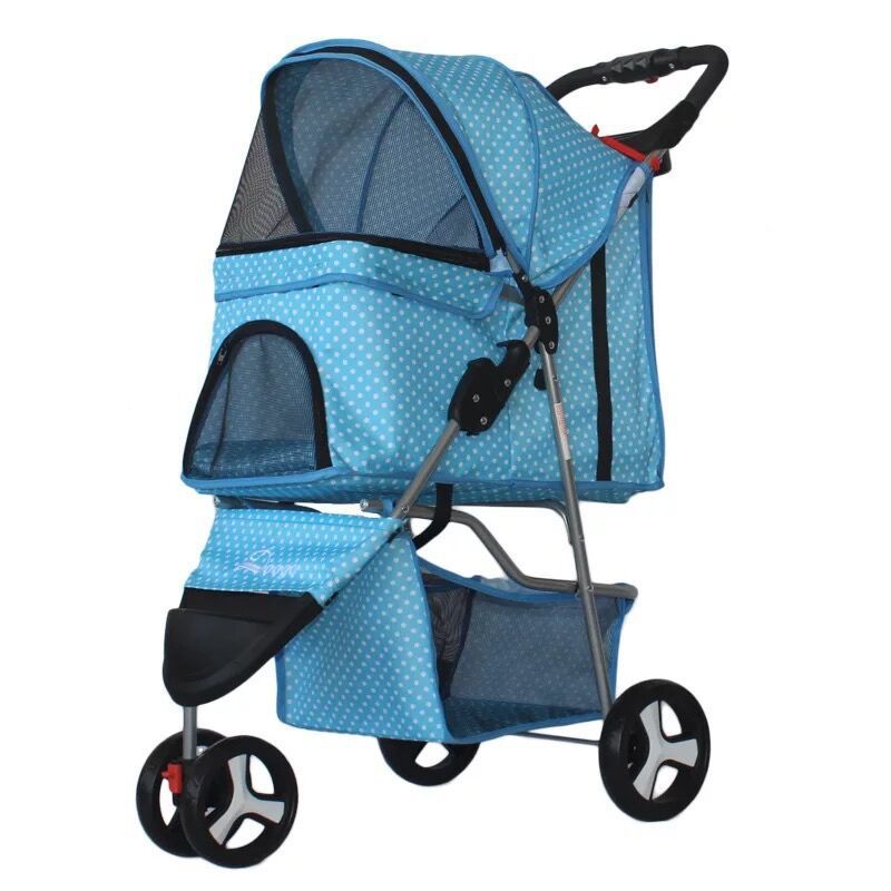 Carrito plegable ligero para mascotas, cochecito para perros y gatos, cochecito para mascotas de tres ruedas, suministros para cochecito para perros