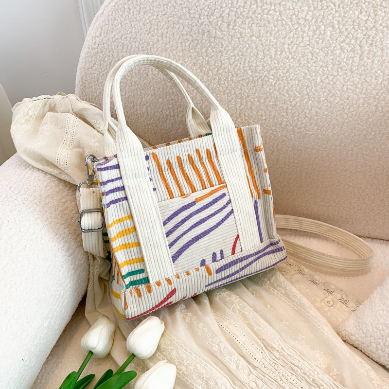 Nouveau frais doux velours côtelé imprimé mode Style à la mode femmes sacs sac à bandoulière