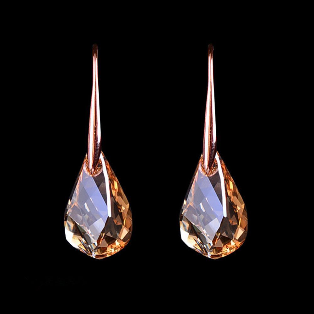 Boucles d'oreilles simples et élégantes en or rose, cristal artificiel