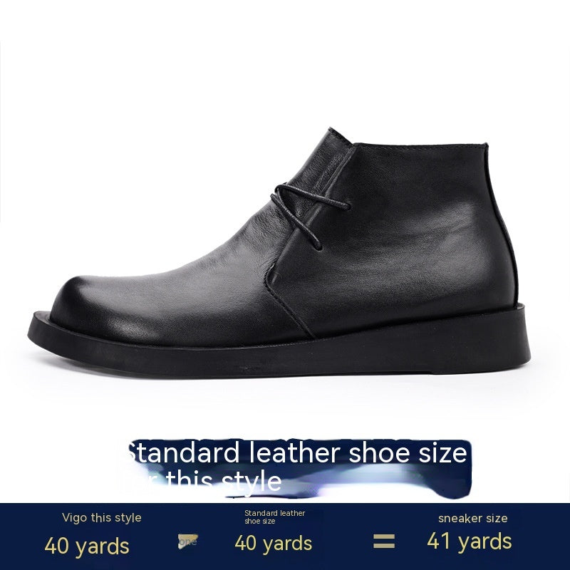 Martin Shoes Botas de hombre de caña media con parte inferior gruesa de cuero con cordones y parte inferior suave