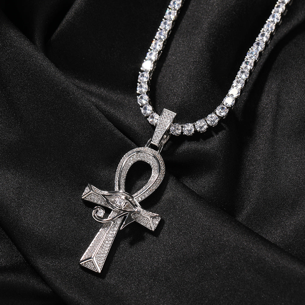 Oeil d'Horus Anhe croix cuivre incrusté Zircon Vintage à la mode Unique collier