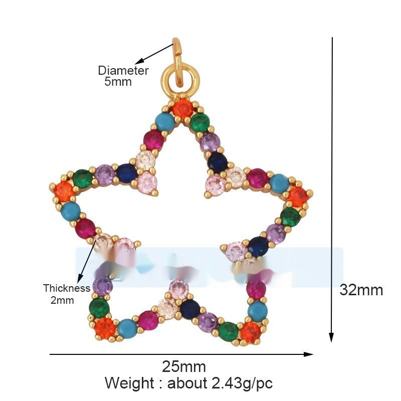 Pure Copper Micro-inlaid Color Flower Zircon Hollow Glossy Flower Listing