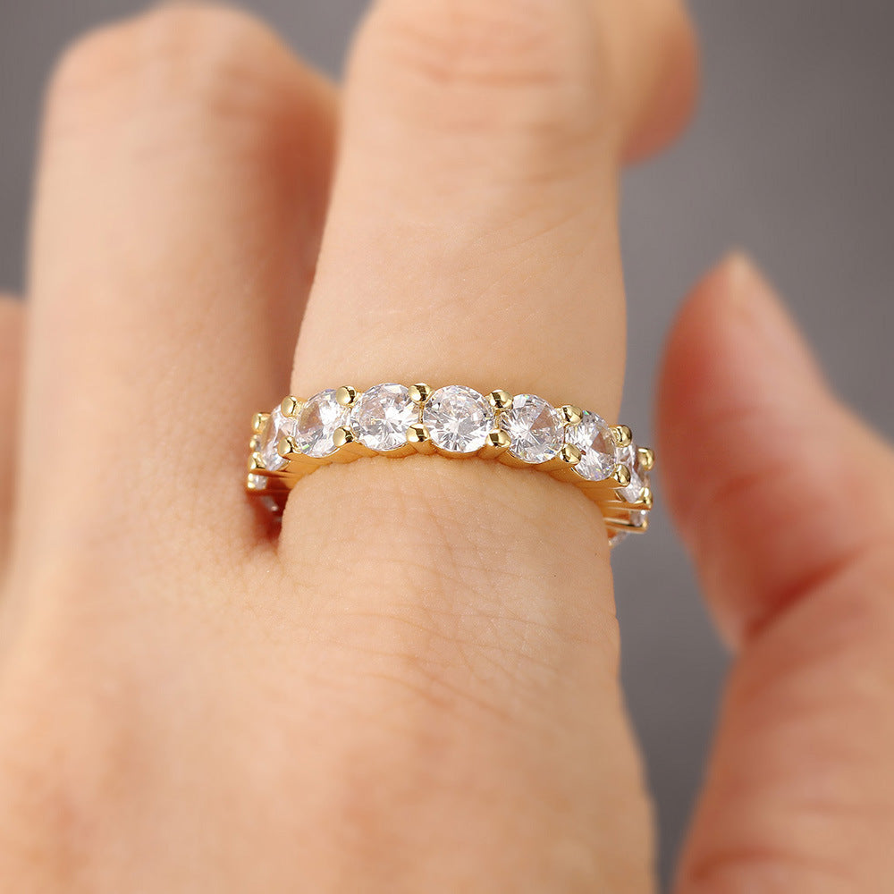 Full Diamond Round 4mm Engagement Women's Diamond Ring
