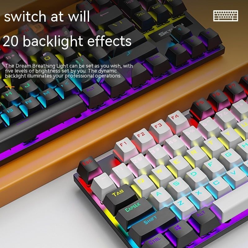 Teclado con cable mecánico K87, eje verde, eje rojo