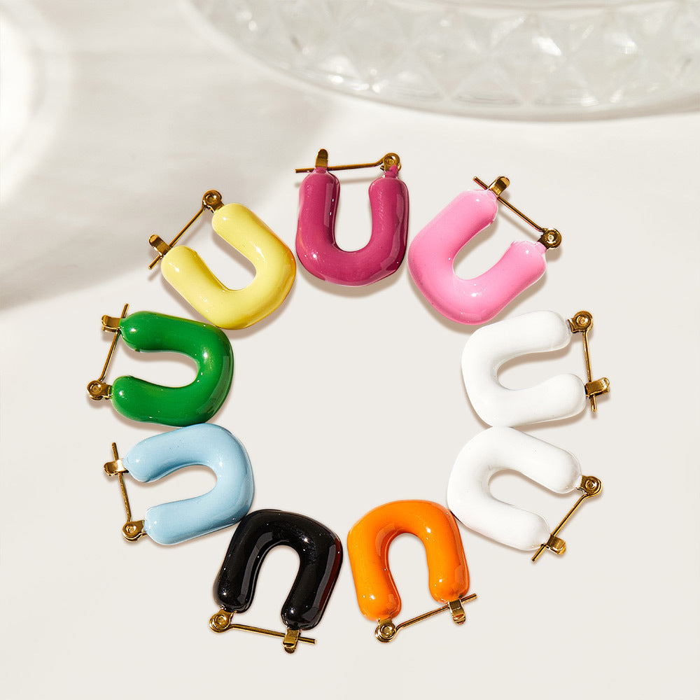 Girly Style Stainless Steel Alphabet Letter Earrings