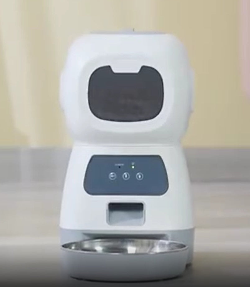 Alimentador inteligente para mascotas, dispensador automático de comida para gatos y perros, tazón de acero inoxidable, con sincronización de grabación, alimentación