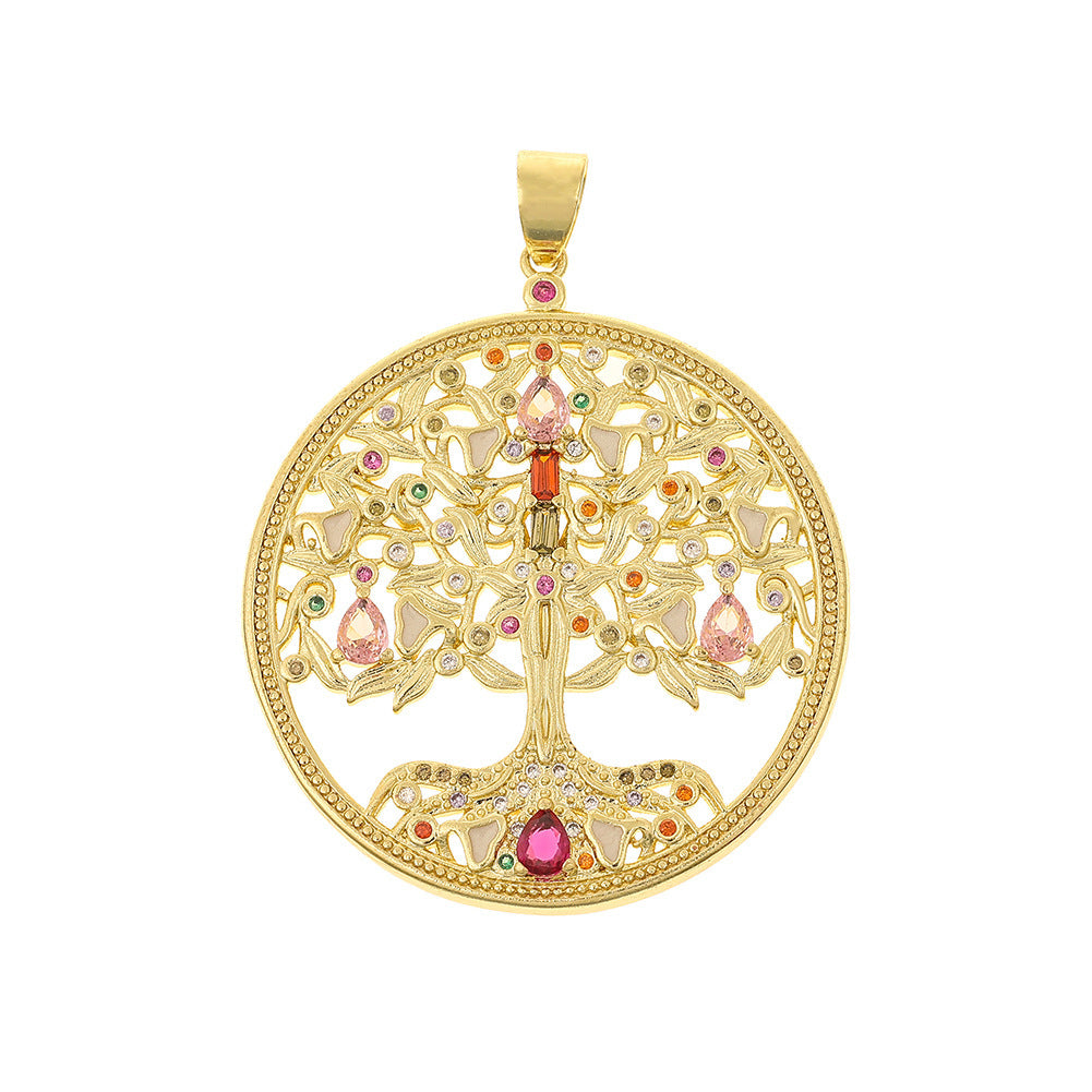 Colorful Zircon Light Luxury Tree Of Life Pendant