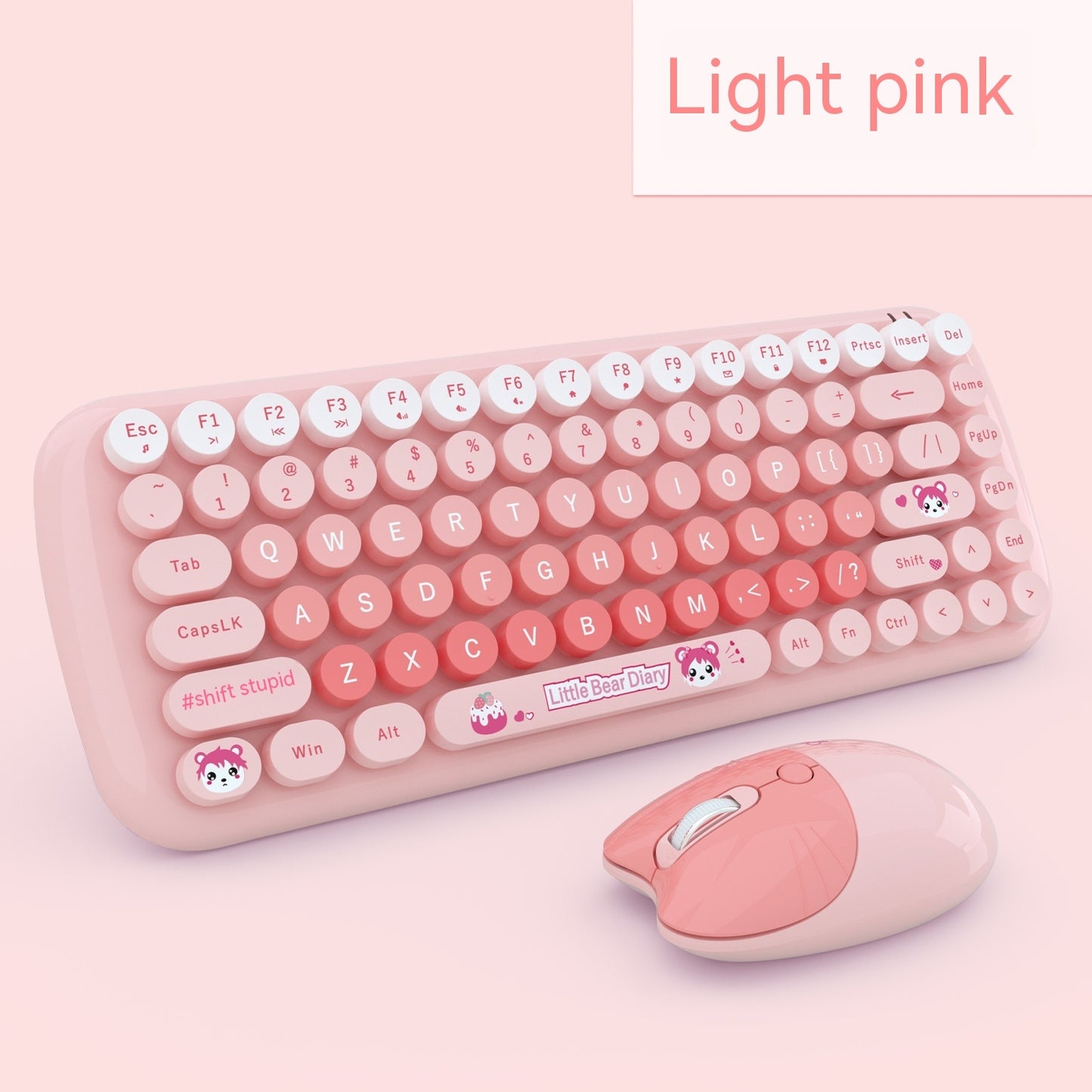 Ensemble clavier et souris sans fil rose mini dessin animé mignon