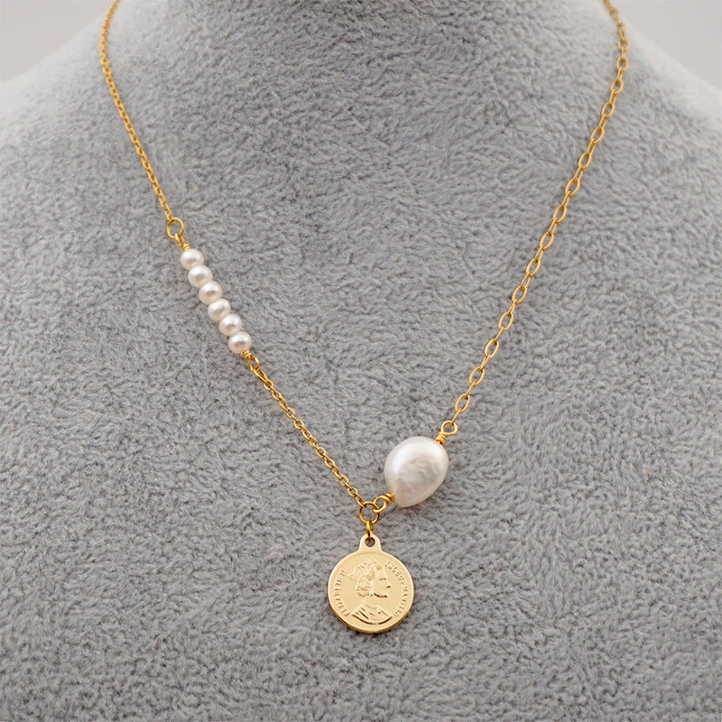 Cadena de clavícula con perlas de personalidad para mujer