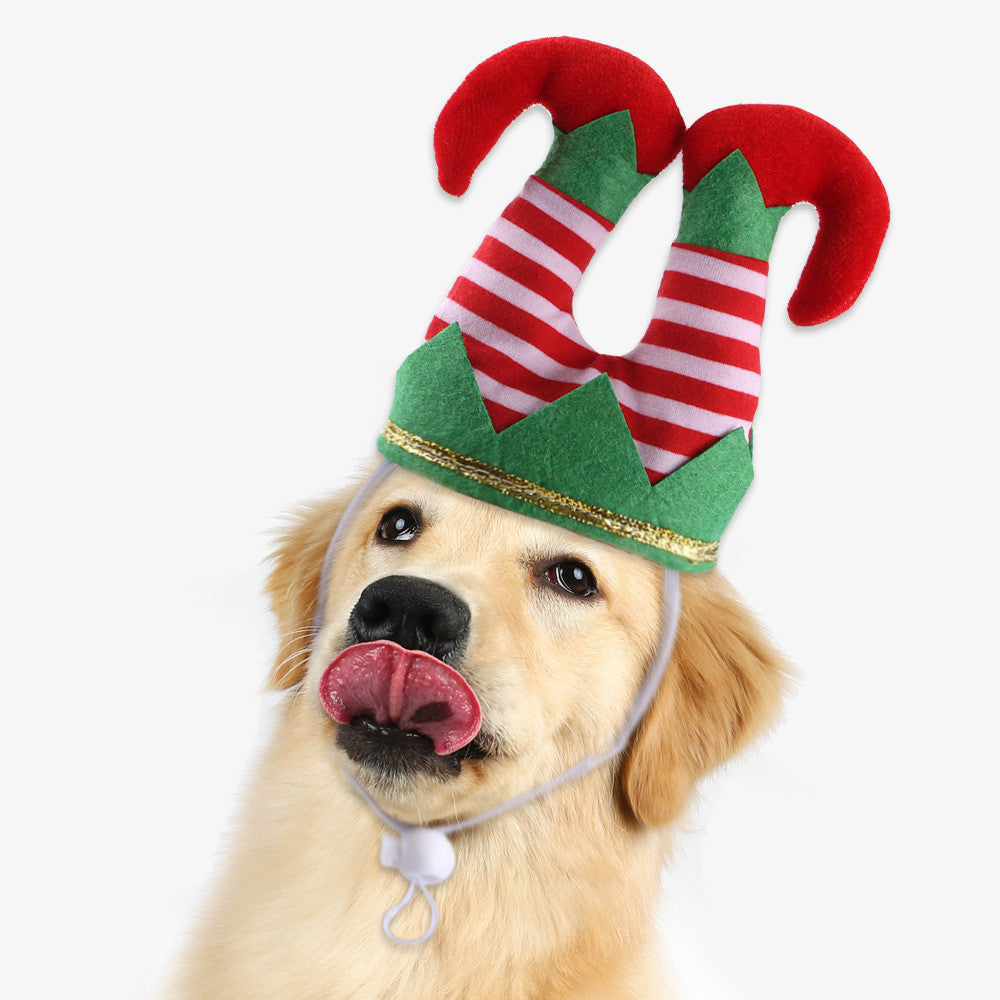 Chapeau de noël pour animaux de compagnie, déguisement de noël pour chien, chapeau de Clown rayé amusant, ornements de noël pour animaux de compagnie, fournitures de couvre-chef, accessoires