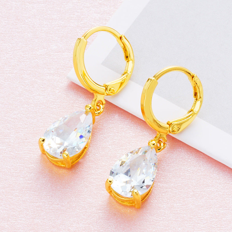 Boucles d'oreilles en zircon plaqué or 24 carats pour femme