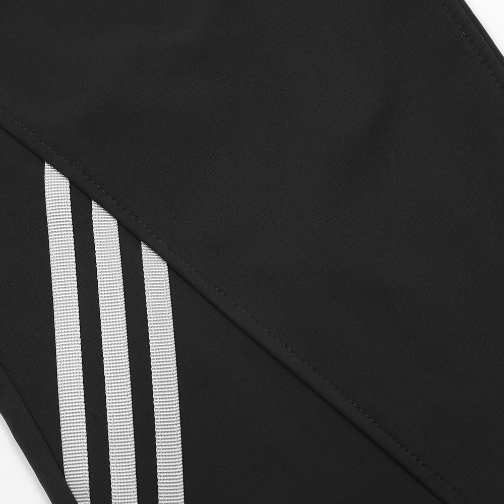 Ribbon Contrast Color Fleece-lined Pants Men's Warm