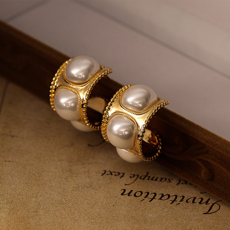 Boucles d'oreilles en forme de C de Style français pour femmes, Design perle
