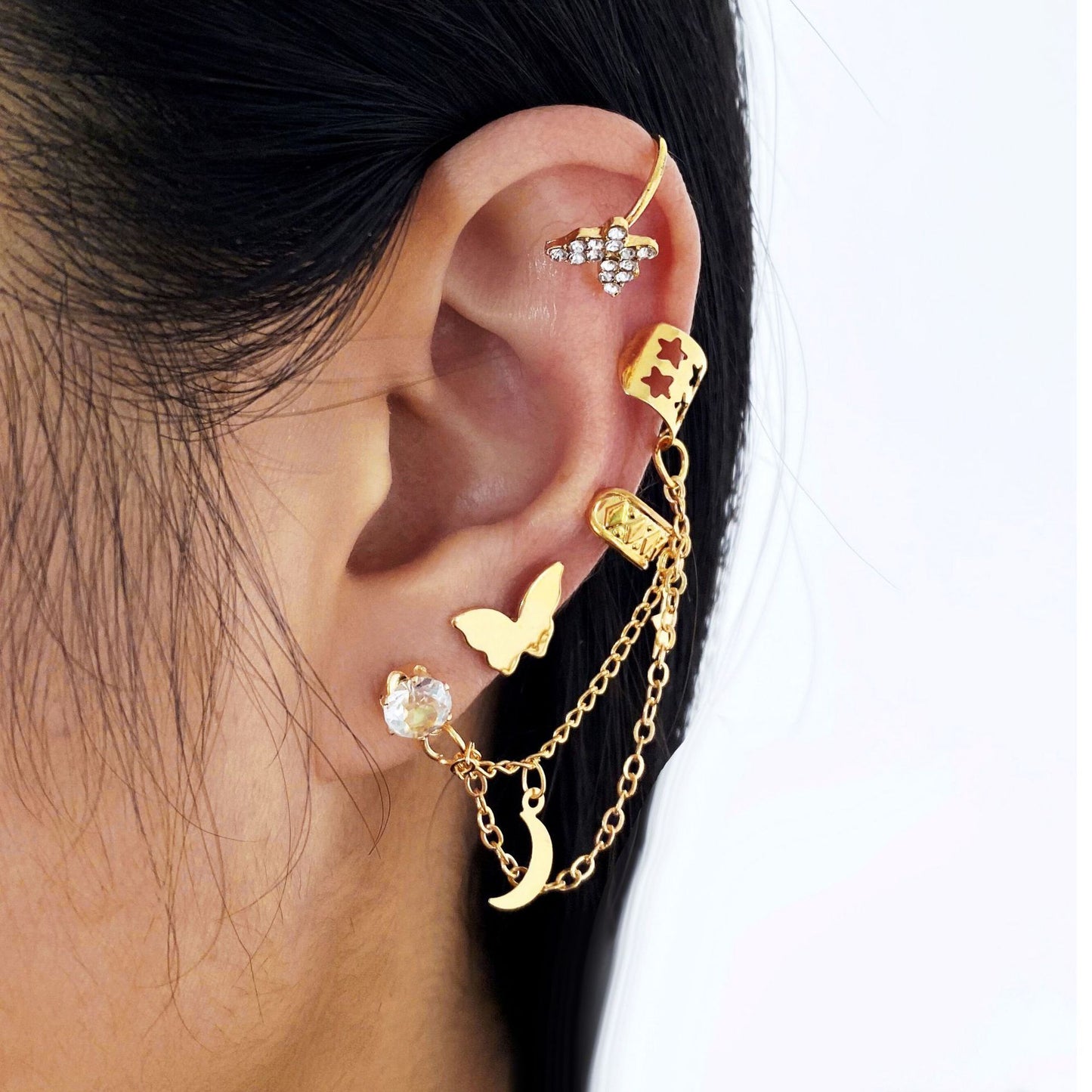 Ensemble créatif simple de cinq clips d'oreille non percés