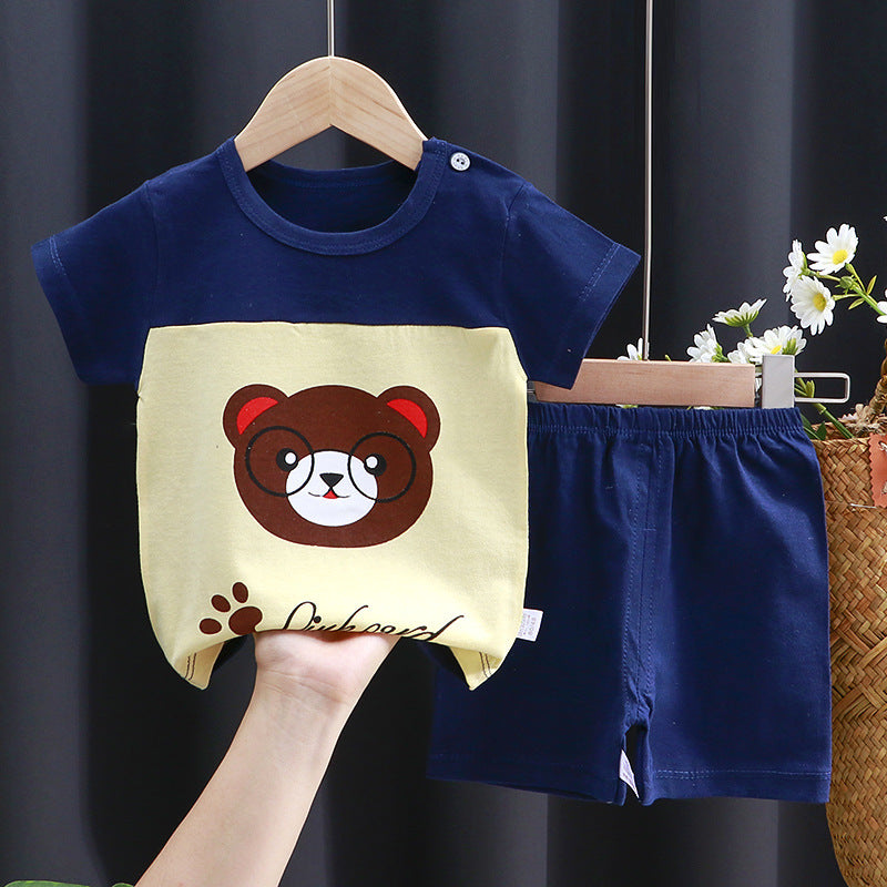 Costume à manches courtes pour enfants, T-shirt en coton, vêtements pour bébés