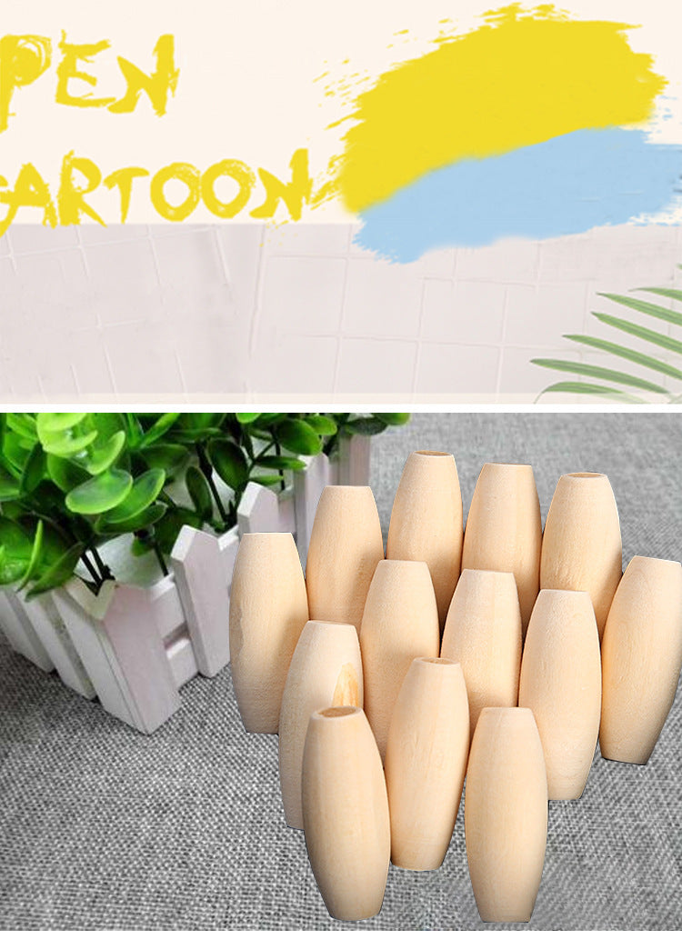 Ornament Accessories Oval Wooden Bead Beaded Pendant Necklace Ornament Children's Toys