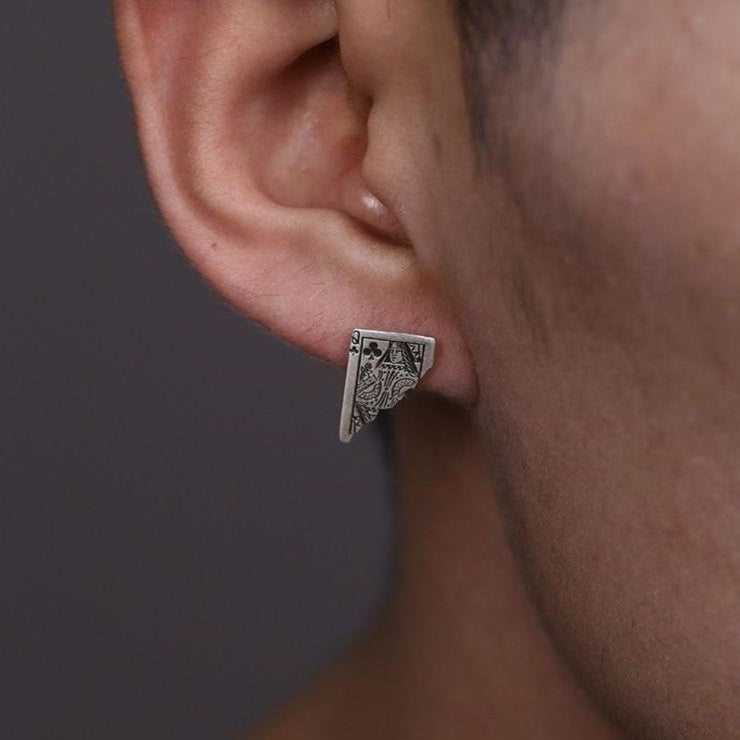 Boucles d'oreilles à tige de poker en détresse, design simple et tendance pour un intérêt particulier