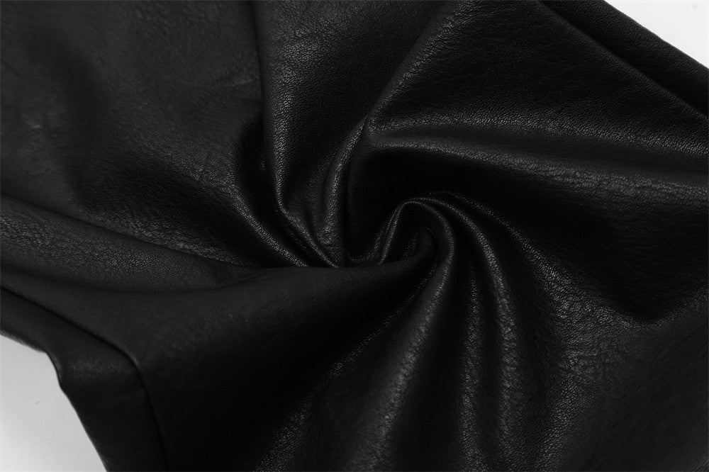 Loose Wide Leg Multi-pocket Workwear Leather Pants